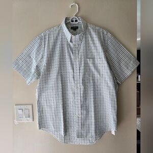 Lands' End Blue and White Checkered Casual Shirt